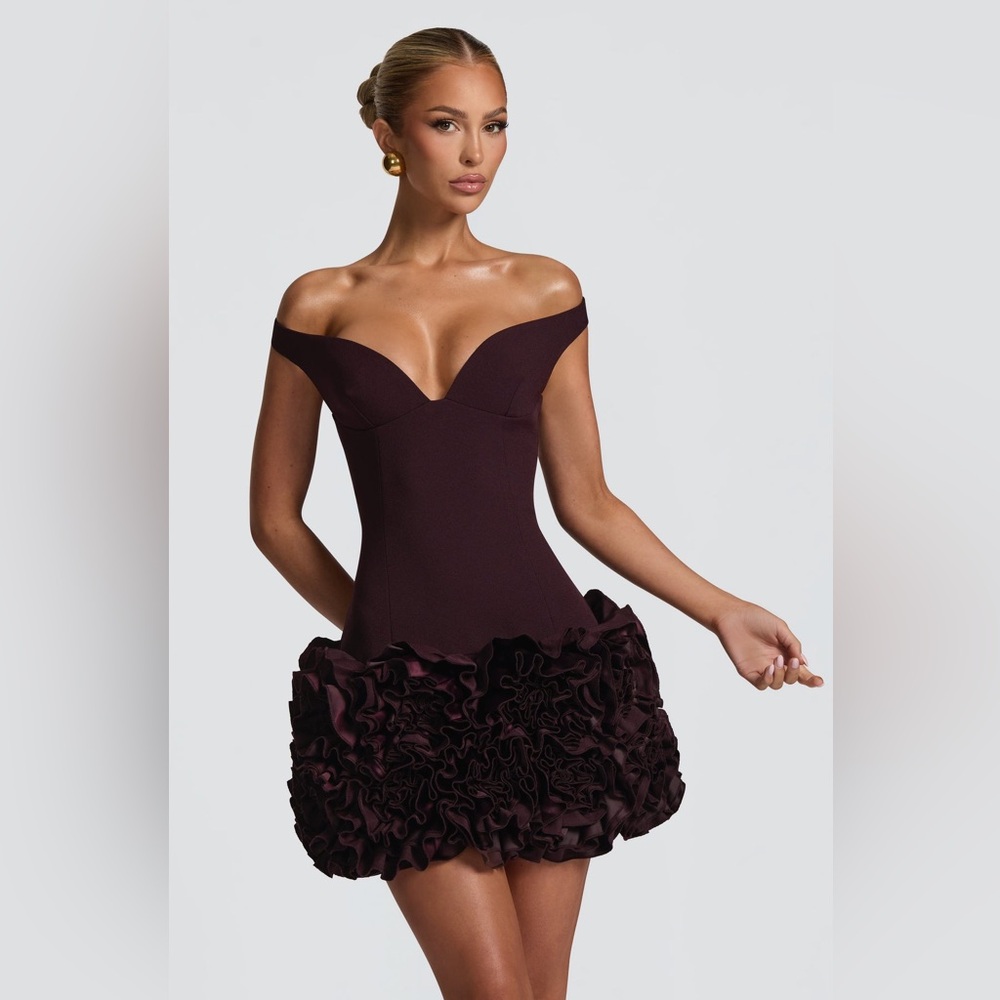 Babyboo Off-Shoulder Burgundy Dress